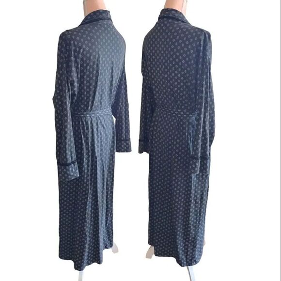 Victoria's Secret Vntg Black White Paisley Print Long Robe with Pockets Large - Picture 15 of 17